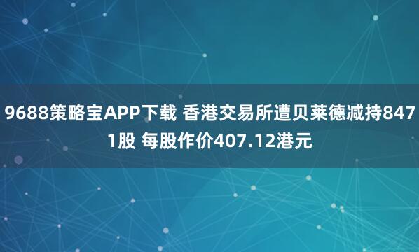 9688策略宝APP下载 香港交易所遭贝莱德减持8471股 每股作价407.12港元