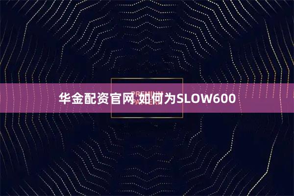 华金配资官网 如何为SLOW600